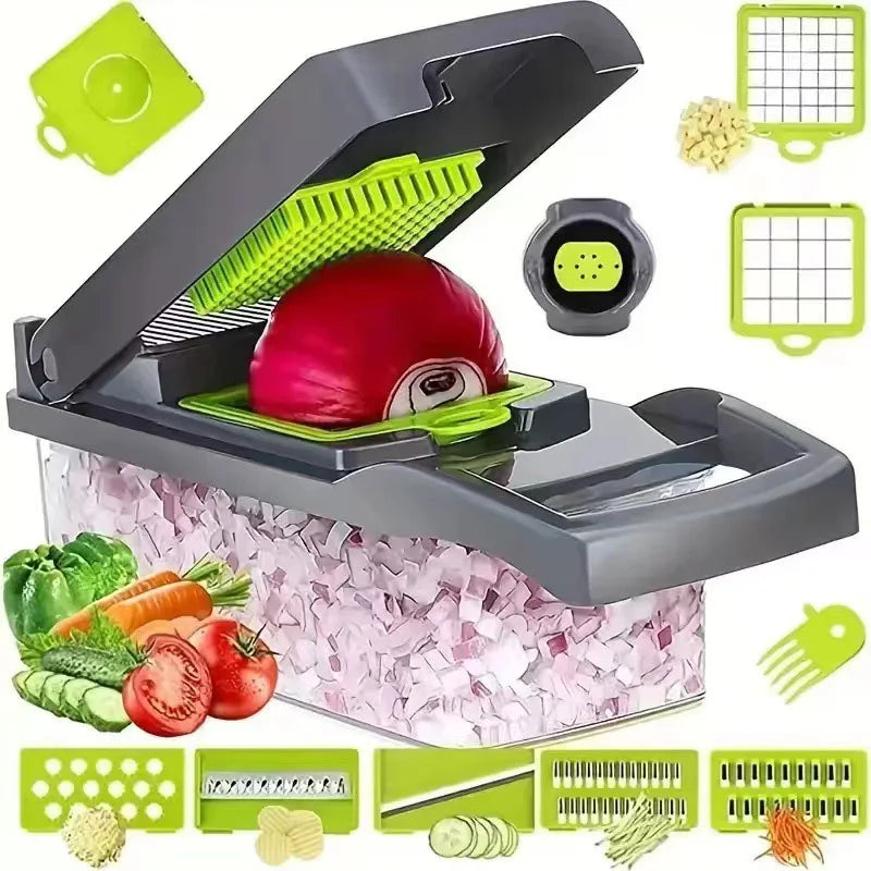 16 in 1 Multifunctional Vegetable Chopper Handle Food Cutter Onion Tomato Carrot Grater Kitchen Tools Vegetable Slicer Dicer Cut