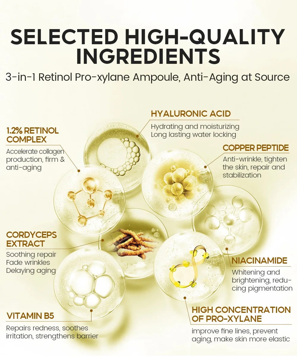 Retino Pro-xylane Ampoule serum Repairs Strengthens The Skin And Diminishes Fine Lines Face Beauty Skin Care 15pcs