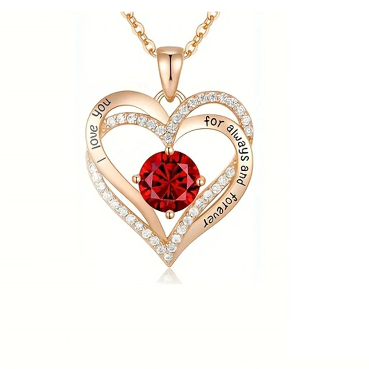 Luxury Red Zircon Necklace Rose Flower Gift Box for Her, 2026 Trendy "I Love You" Jewelry