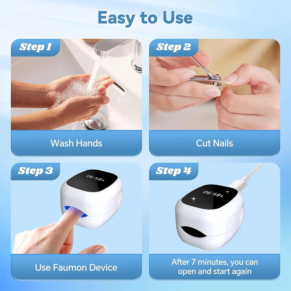 Nail Fungus Treatment LED Laser Device for Cleaning Onychomycosis USB Charge 905nm Infrared Light 470nm Blue Light Nail Salon