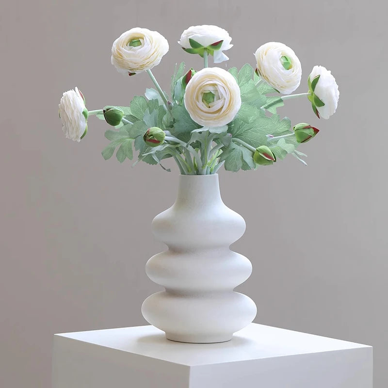 White Plastic Vase Dry Flower Arrangement Vase Hydroponic Bottle Irregular Aesthetic Vases Pots for Living Room Decor Craft