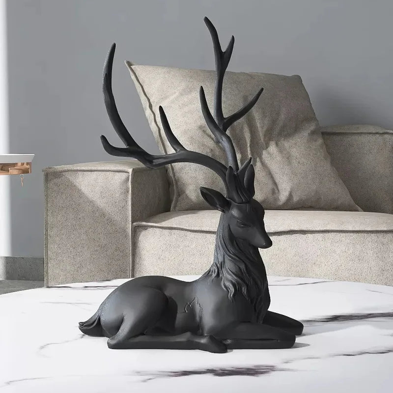 35cm High End Deer Statue Reindeer Figurines Resin ELK Sculpture For Living Room Luxury Home Decoration Nordic Tabletop Statue