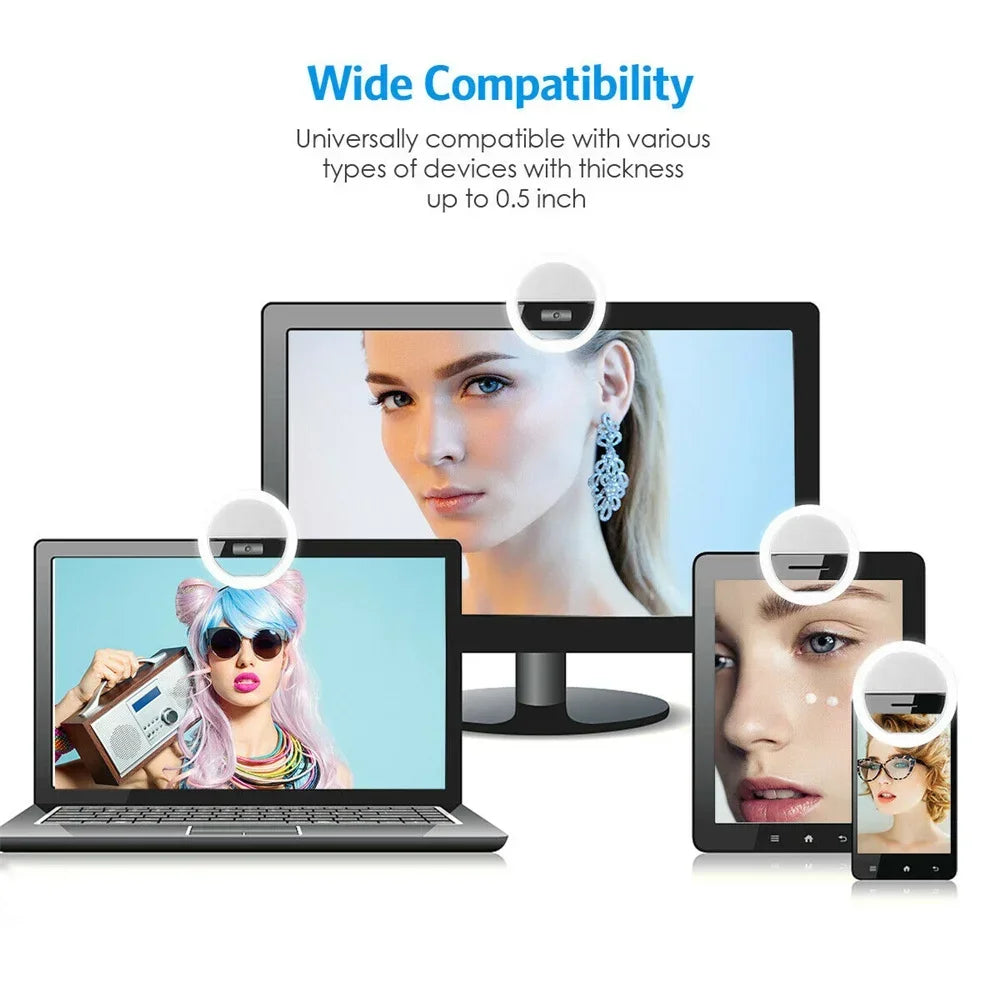 USB Charge Led Selfie Ring Light Mobile Phone Lens Lamp Adjustable Live Brightness Portable Rechargeable Selfie Fill Ring Light