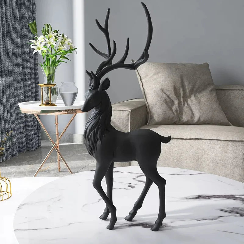 35cm High End Deer Statue Reindeer Figurines Resin ELK Sculpture For Living Room Luxury Home Decoration Nordic Tabletop Statue