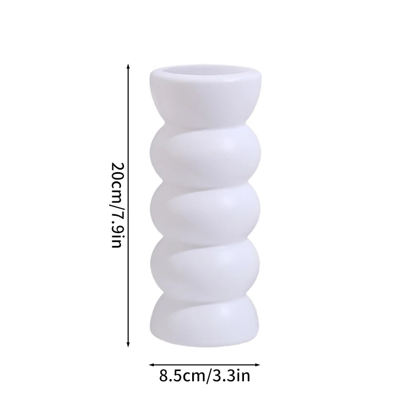 White Plastic Vase Dry Flower Arrangement Vase Hydroponic Bottle Irregular Aesthetic Vases Pots for Living Room Decor Craft