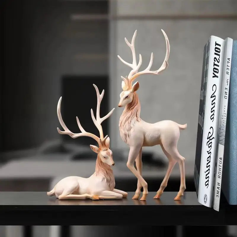 35cm High End Deer Statue Reindeer Figurines Resin ELK Sculpture For Living Room Luxury Home Decoration Nordic Tabletop Statue