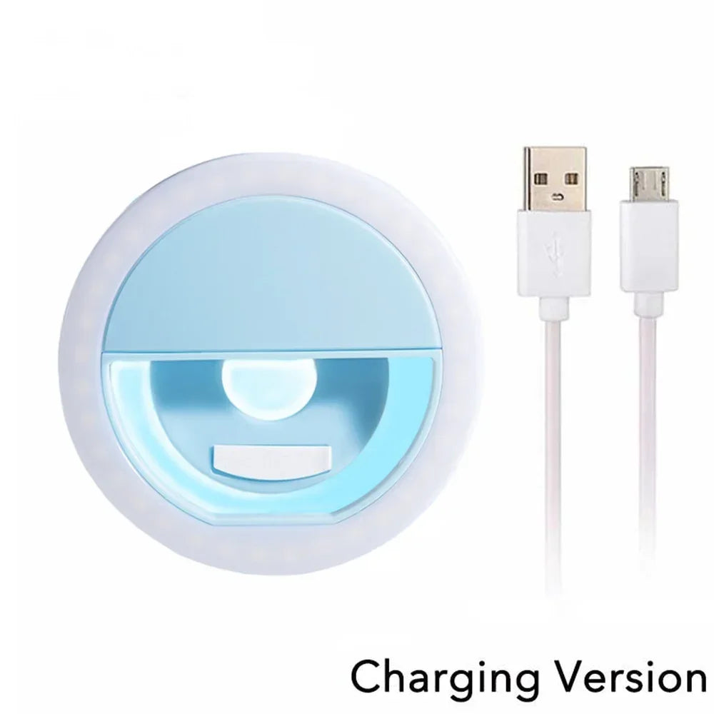 USB Charge Led Selfie Ring Light Mobile Phone Lens Lamp Adjustable Live Brightness Portable Rechargeable Selfie Fill Ring Light