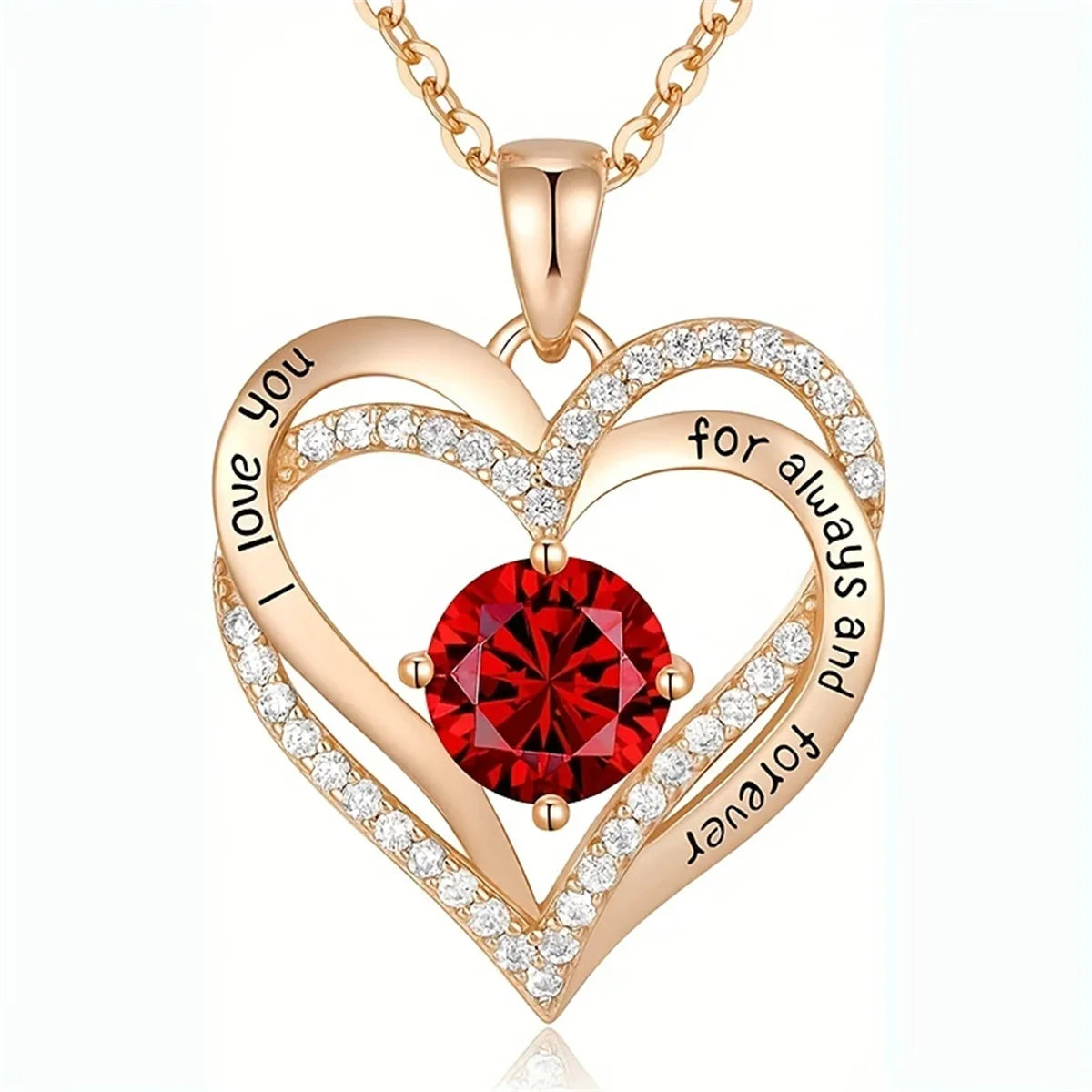 Luxury Red Zircon Necklace Rose Flower Gift Box for Her, 2026 Trendy "I Love You" Jewelry