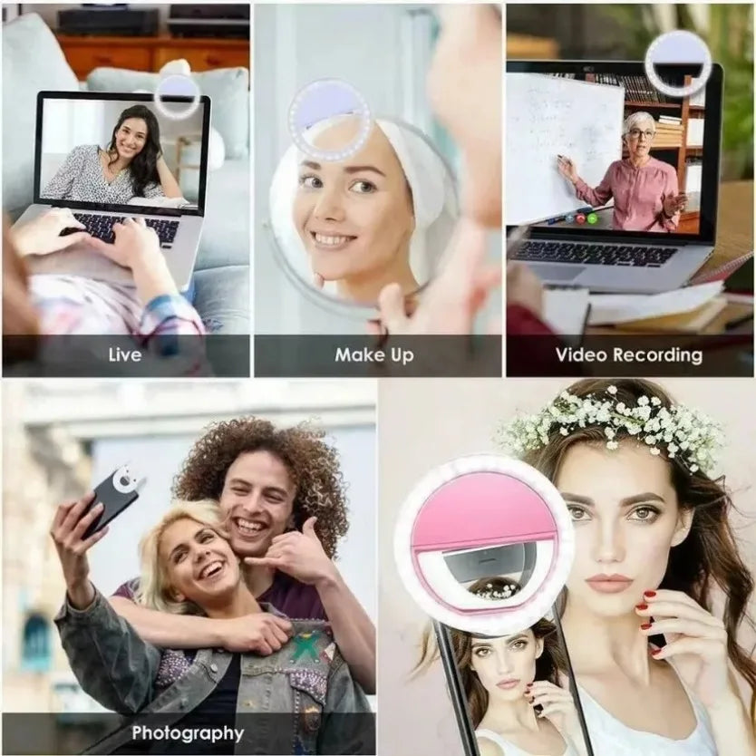 USB Charge Led Selfie Ring Light Mobile Phone Lens Lamp Adjustable Live Brightness Portable Rechargeable Selfie Fill Ring Light