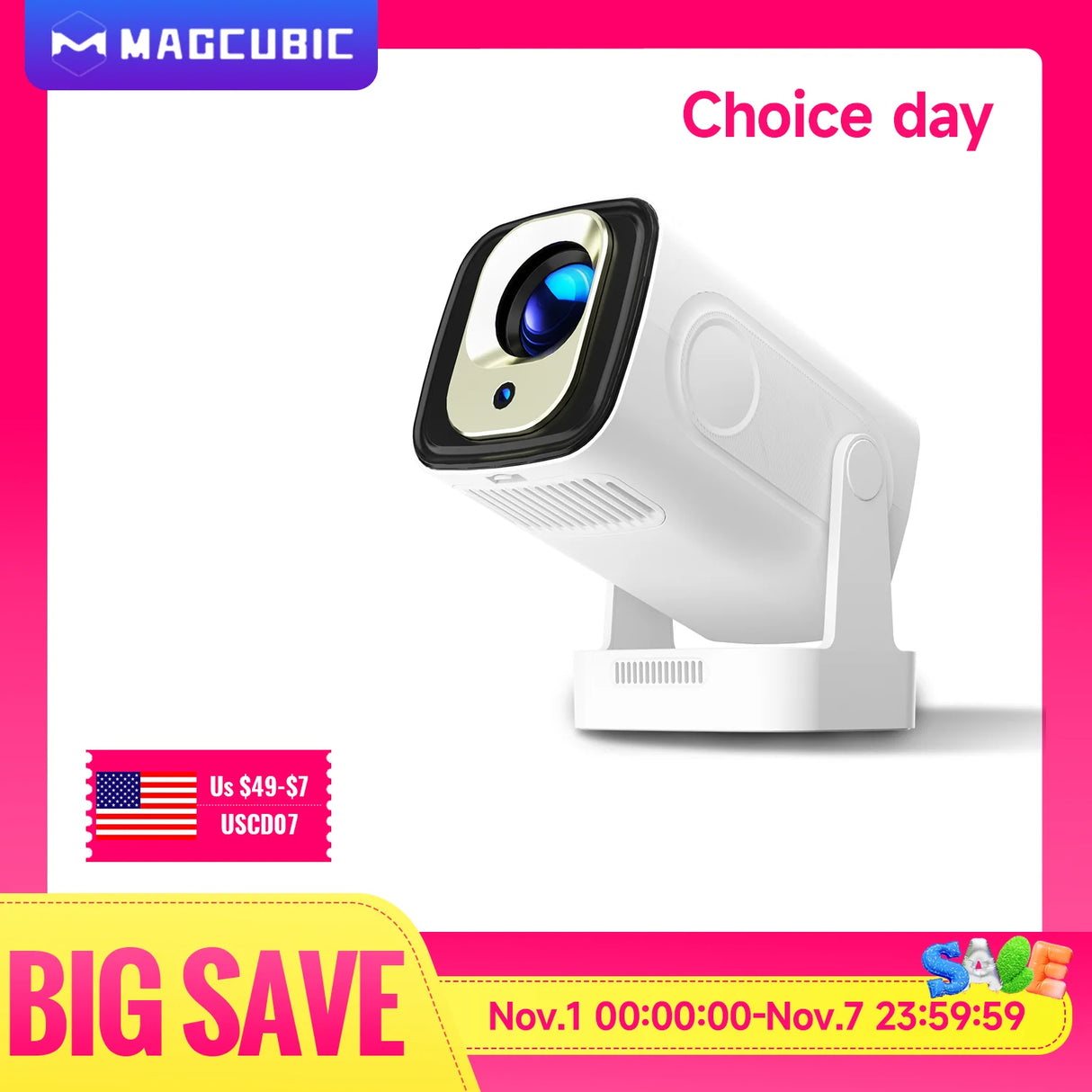Magcubic HY310 Auto Focus Projector 1080P Native 4K 330ANSI Android 11 WiFi6 BT5.4 Mini Outdoor Movie Projector with Air Mouse