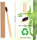 One Box of 20 Pcs Eco Friendly Bamboo Toothbrush Soft Bristles Biodegradable Plastic-Free Adults Toothbrush Bamboo Handle Brush