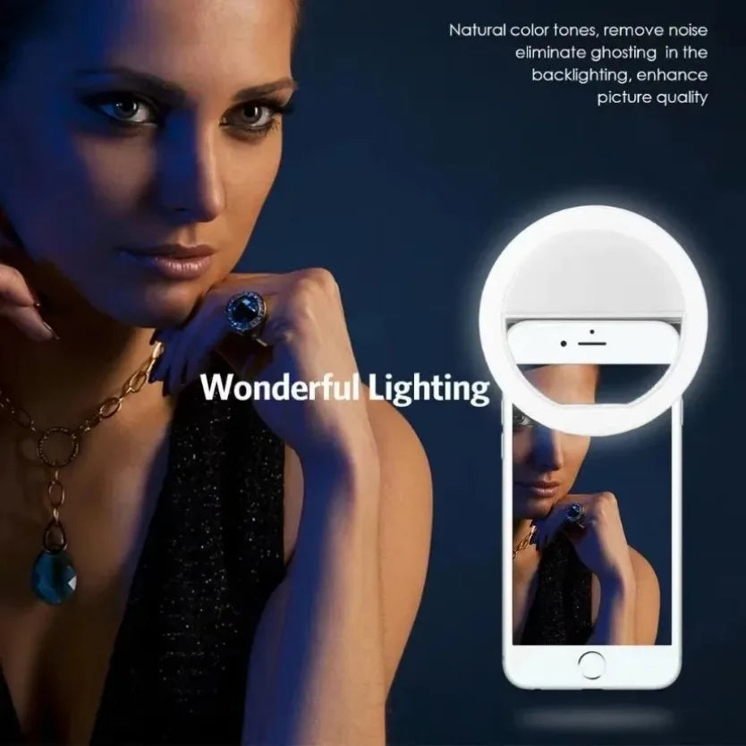 USB Charge Led Selfie Ring Light Mobile Phone Lens Lamp Adjustable Live Brightness Portable Rechargeable Selfie Fill Ring Light