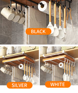 Installation-free under-cabinet rack made of stainless steel for utensils/paper towels Large capacity kitchen storage