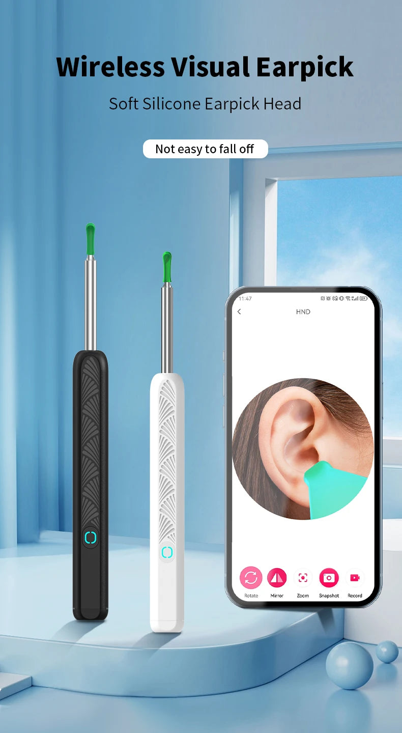 Wireless Ear Wax Cleaner with Camera Safe Earwax Removal Endoscope with Camera Luminous Otoscope Ear Cleaning Tools Ear Care