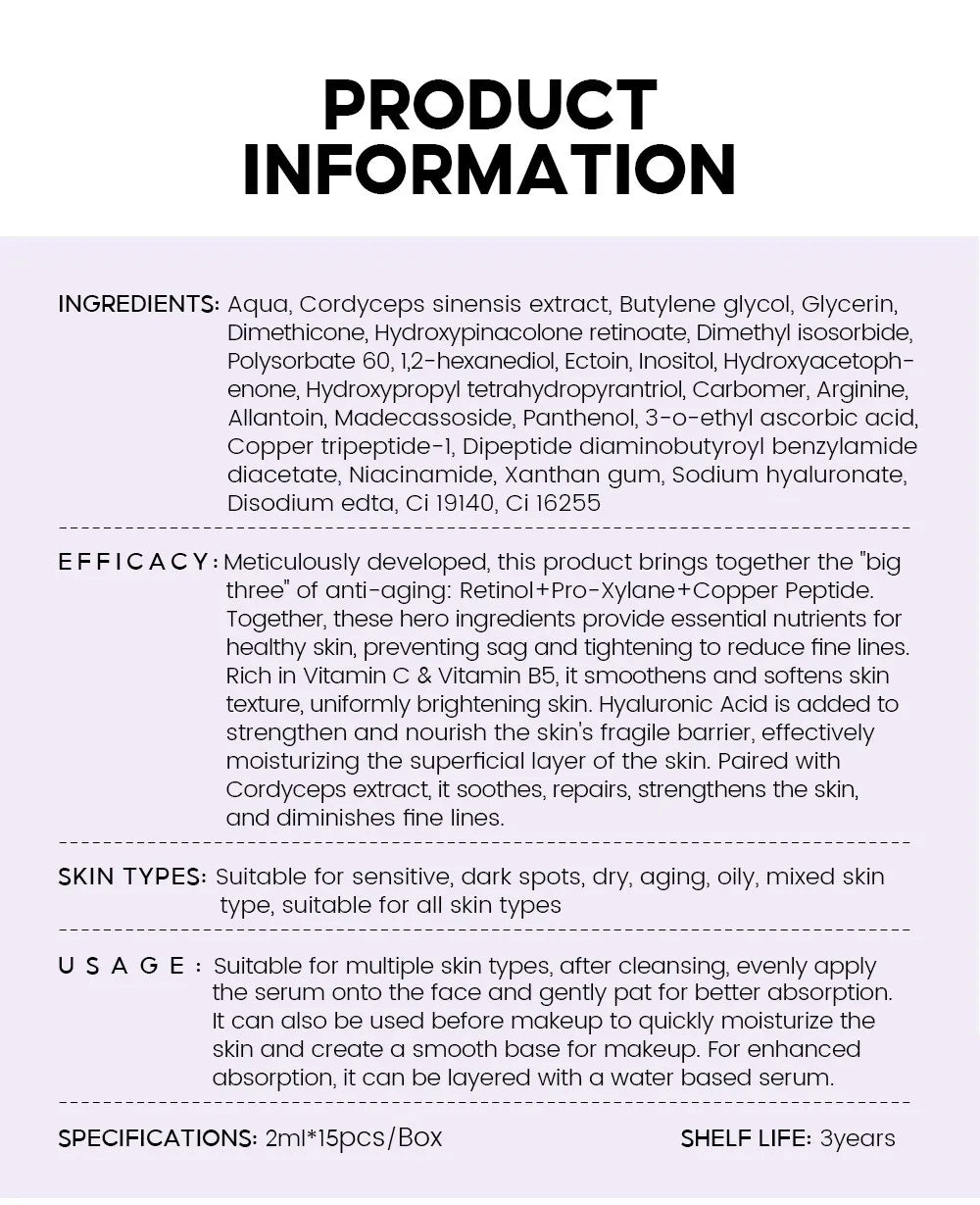 Retino Pro-xylane Ampoule serum  Repairs Strengthens The Skin And Diminishes Fine Lines Face Beauty Skin Care 15pcs