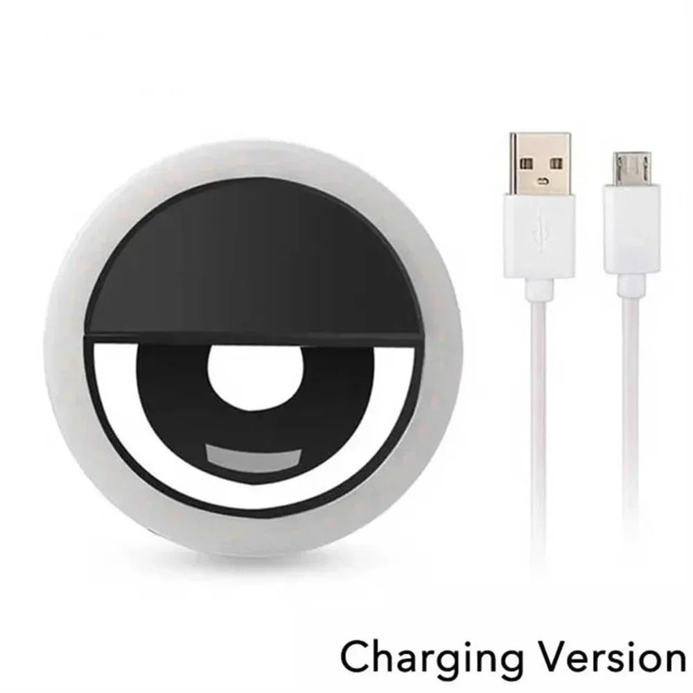 USB Charge Led Selfie Ring Light Mobile Phone Lens Lamp Adjustable Live Brightness Portable Rechargeable Selfie Fill Ring Light