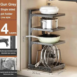 Kitchen Under Sink Pot Holder Multilayer Frying Pan Rice Cooker Seasoning Storage Rack Adjustable Stainless Steel Organizer