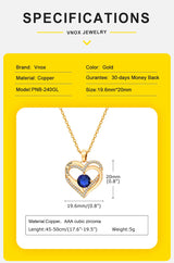 Vnox Heart Necklace for Women, Birthstone Heart I Love You Jewelry Necklaces for Mom Girlfriend Wife, Mother's Day Gift