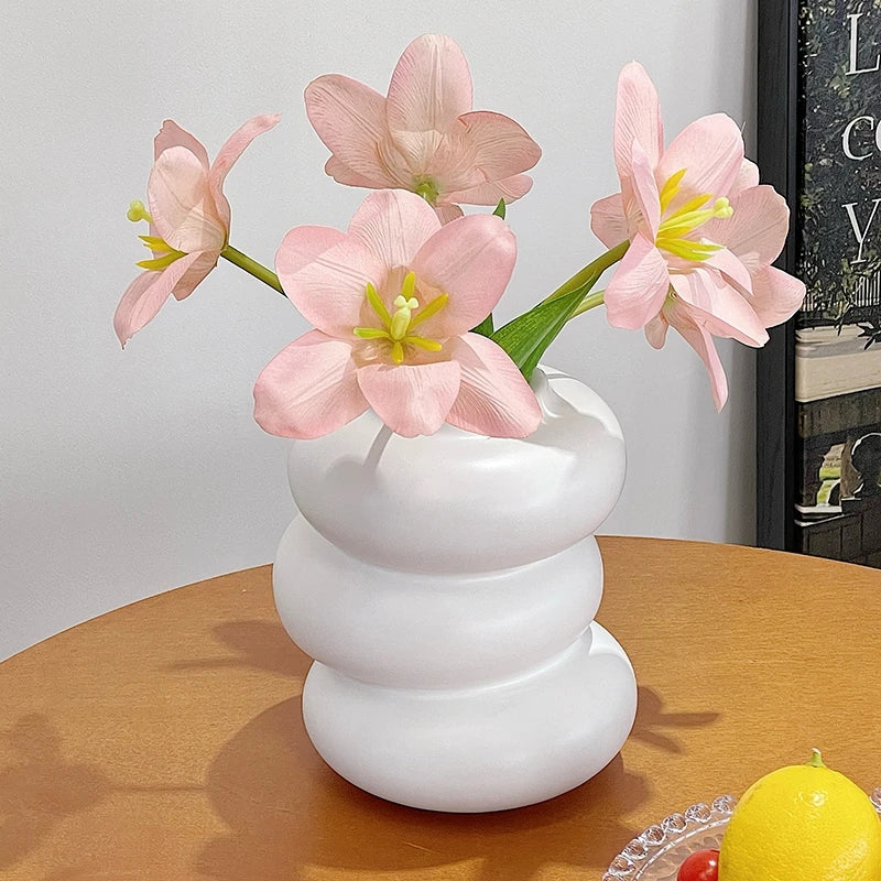 White Plastic Vase Dry Flower Arrangement Vase Hydroponic Bottle Irregular Aesthetic Vases Pots for Living Room Decor Craft