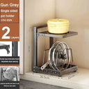 Kitchen Under Sink Pot Holder Multilayer Frying Pan Rice Cooker Seasoning Storage Rack Adjustable Stainless Steel Organizer