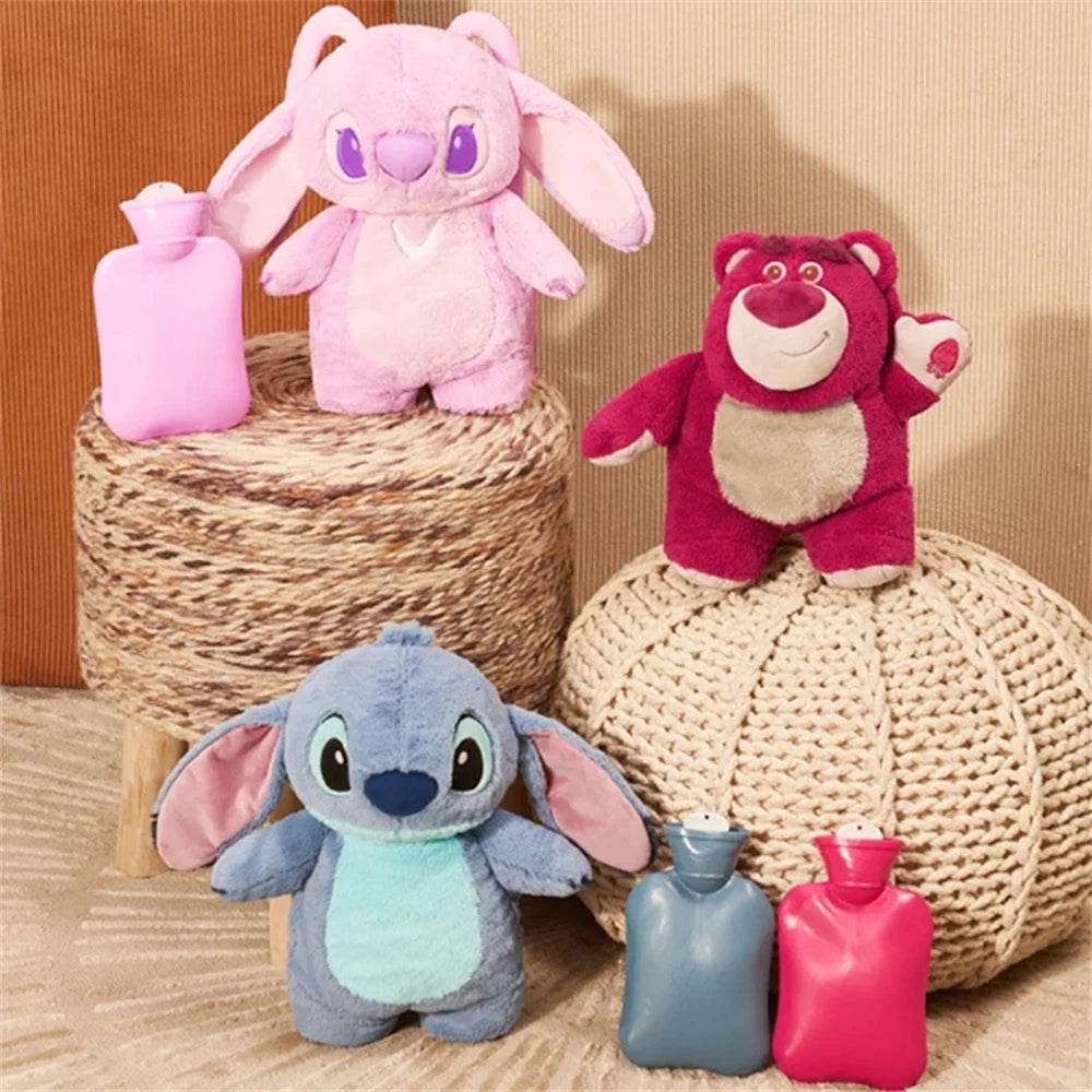 Stitch Angel doll plush Hot water Bottle hand Warmer Cute plush water bottle hand warmer