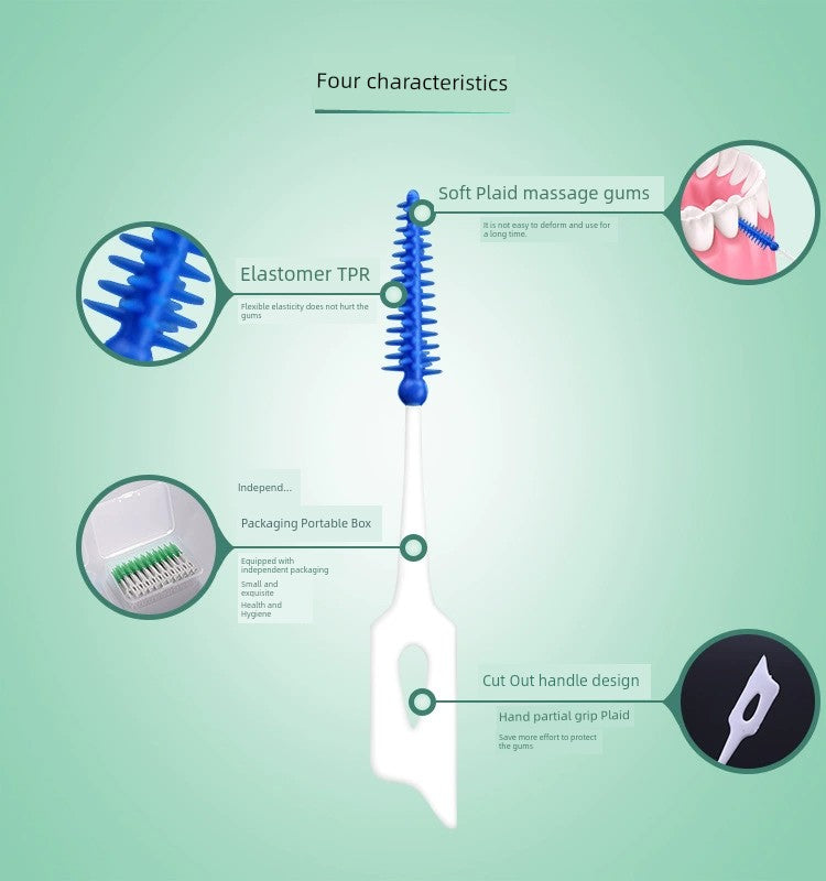 Silicone Toothpick Interdental Brush Stick Tooth Tip Fine Brush Gap Brush Pick Teeth Seam Handy Gadget Cleaning Correction Teeth Orthodontic Toothbrush