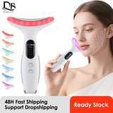 EMS Face Neck Beauty Device 7 Colors LED Photon Therapy Skin Tighten Reduce Double Chin Anti Wrinkle Facial Lifting Massager