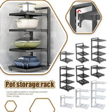 Kitchen Under Sink Pot Holder Multilayer Frying Pan Rice Cooker Seasoning Storage Rack Adjustable Stainless Steel Organizer