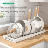 Expandable Kitchen Cabinet Pot Organizer Rack Multi-purpose Adjustable Divider Pans Frying Pan Holder Bowl Shelf