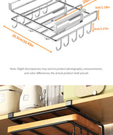 Installation-free under-cabinet rack made of stainless steel for utensils/paper towels Large capacity kitchen storage