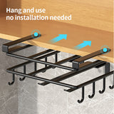 Installation-free under-cabinet rack made of stainless steel for utensils/paper towels Large capacity kitchen storage