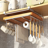 Installation-free under-cabinet rack made of stainless steel for utensils/paper towels Large capacity kitchen storage