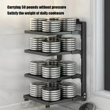 Kitchen Under Sink Pot Holder Multilayer Frying Pan Rice Cooker Seasoning Storage Rack Adjustable Stainless Steel Organizer