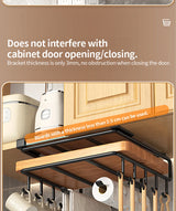 Installation-free under-cabinet rack made of stainless steel for utensils/paper towels Large capacity kitchen storage