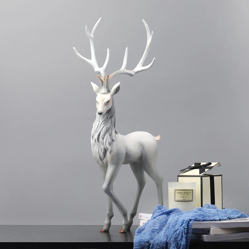 35cm High End Deer Statue Reindeer Figurines Resin ELK Sculpture For Living Room Luxury Home Decoration Nordic Tabletop Statue