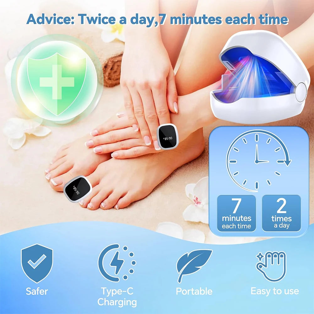 Nail Fungus Treatment LED Laser Device for Cleaning Onychomycosis USB Charge 905nm Infrared Light 470nm Blue Light Nail Salon