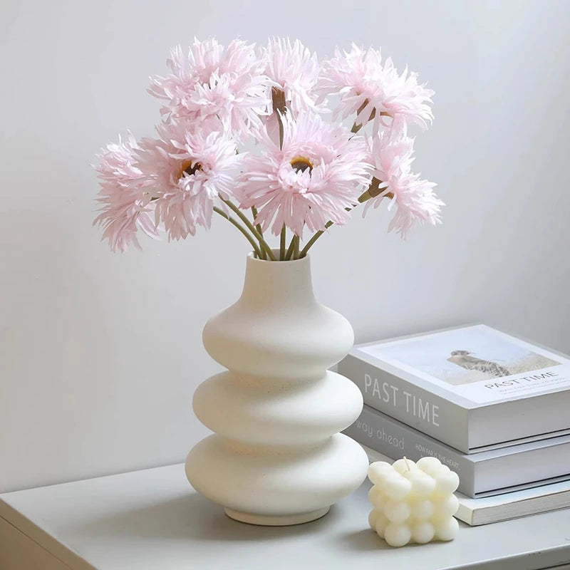 White Plastic Vase Dry Flower Arrangement Vase Hydroponic Bottle Irregular Aesthetic Vases Pots for Living Room Decor Craft