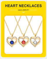Vnox Heart Necklace for Women, Birthstone Heart I Love You Jewelry Necklaces for Mom Girlfriend Wife, Mother's Day Gift
