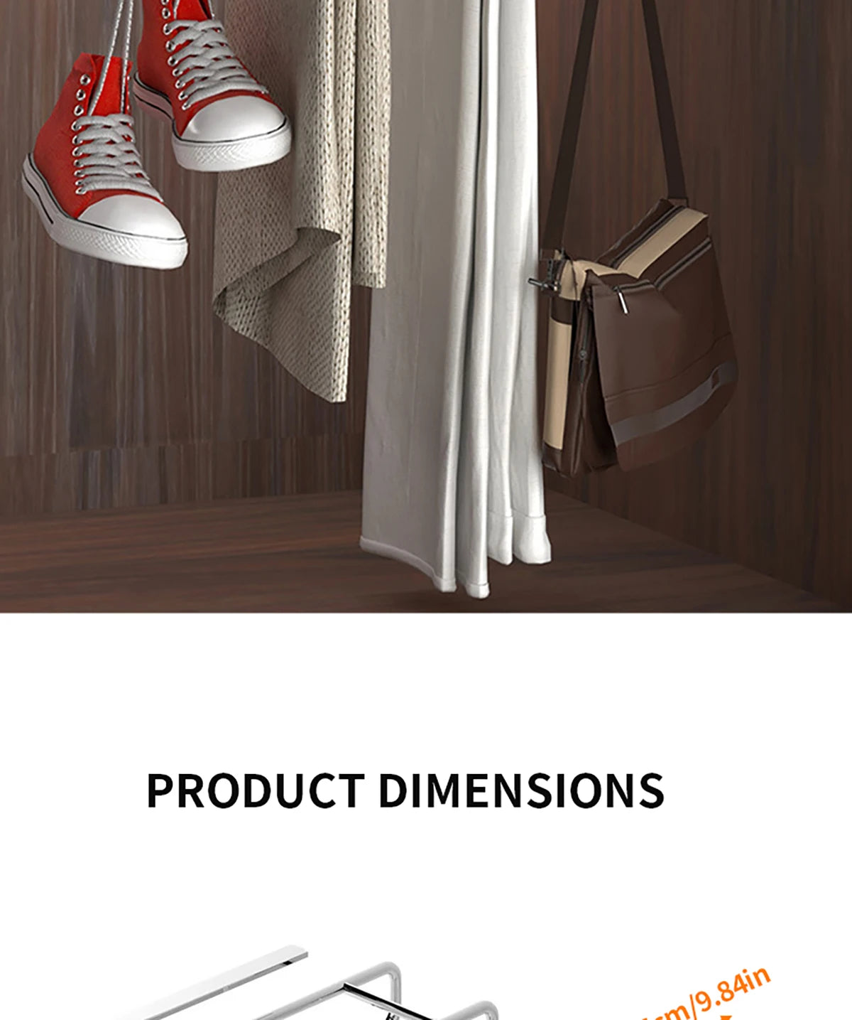 Installation-free under-cabinet rack made of stainless steel for utensils/paper towels Large capacity kitchen storage