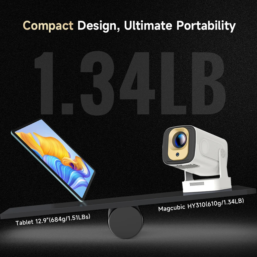 Magcubic HY310 Auto Focus Projector 1080P Native 4K 330ANSI Android 11 WiFi6 BT5.4 Mini Outdoor Movie Projector with Air Mouse