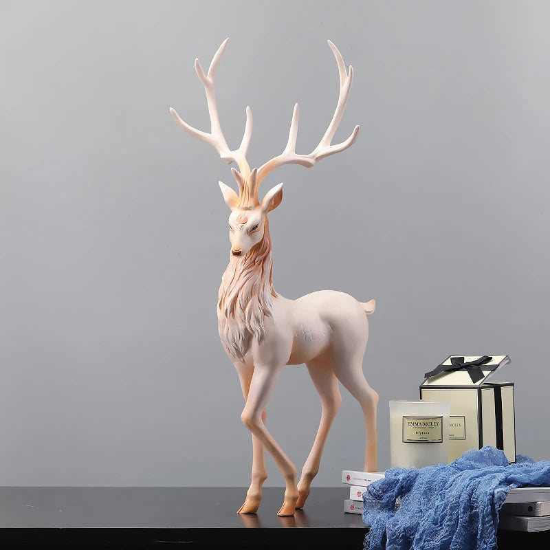 35cm High End Deer Statue Reindeer Figurines Resin ELK Sculpture For Living Room Luxury Home Decoration Nordic Tabletop Statue