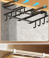 Installation-free under-cabinet rack made of stainless steel for utensils/paper towels Large capacity kitchen storage