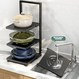 Kitchen Under Sink Pot Holder Multilayer Frying Pan Rice Cooker Seasoning Storage Rack Adjustable Stainless Steel Organizer