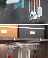 Installation-free under-cabinet rack made of stainless steel for utensils/paper towels Large capacity kitchen storage