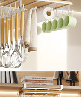 Installation-free under-cabinet rack made of stainless steel for utensils/paper towels Large capacity kitchen storage