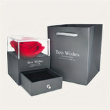 Luxury Red Zircon Necklace Rose Flower Gift Box for Her, 2026 Trendy "I Love You" Jewelry